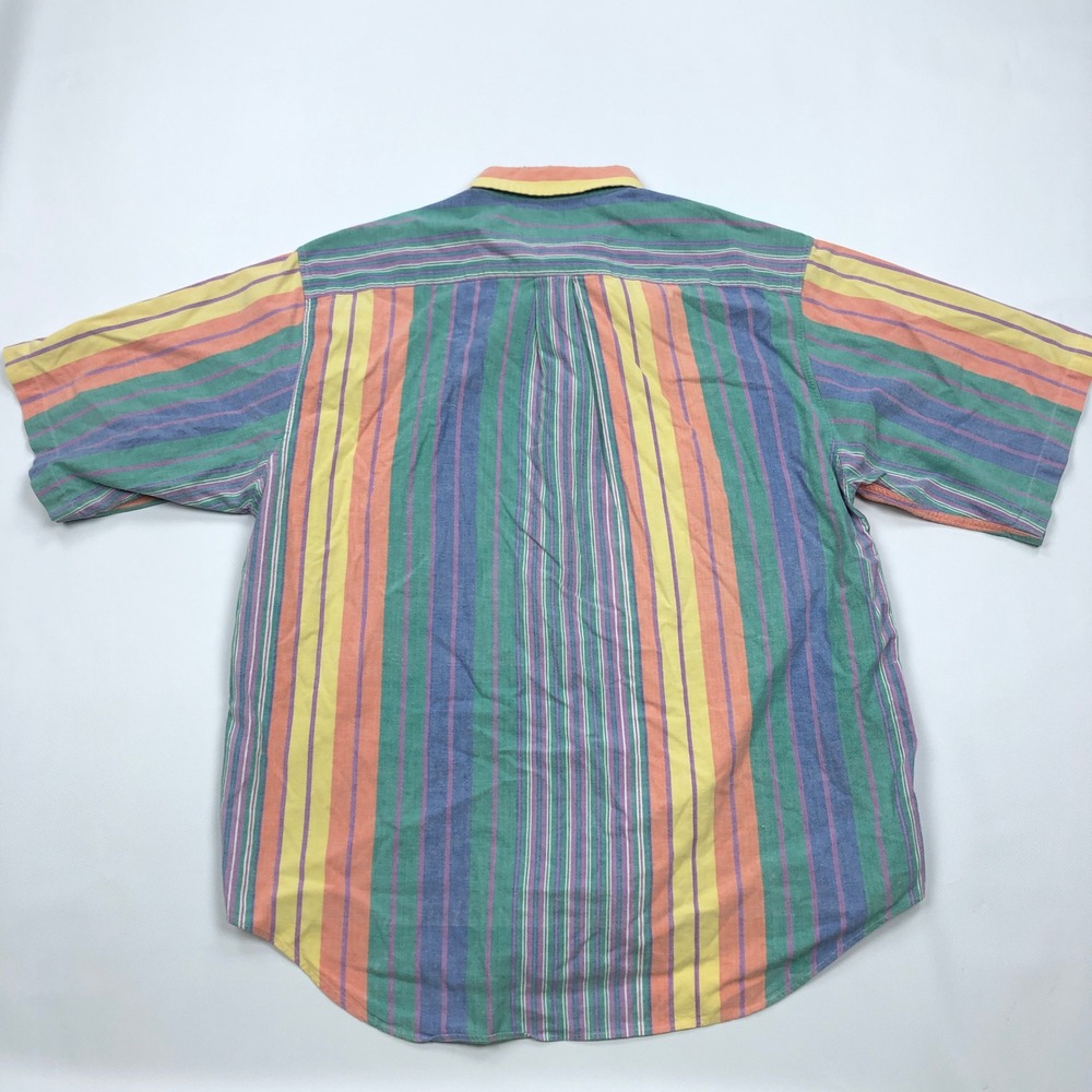 Vintage 90s John Ashford Sport Mens XL Striped Short Sleeve Shirt Boxy - Picture 7 of 8